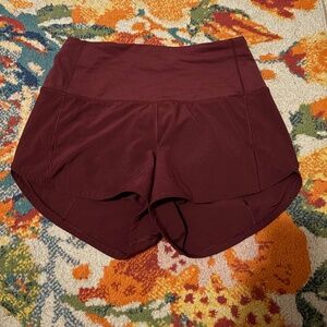 Size 2 Lululemon speed up shorts 2.5” inseam maroon